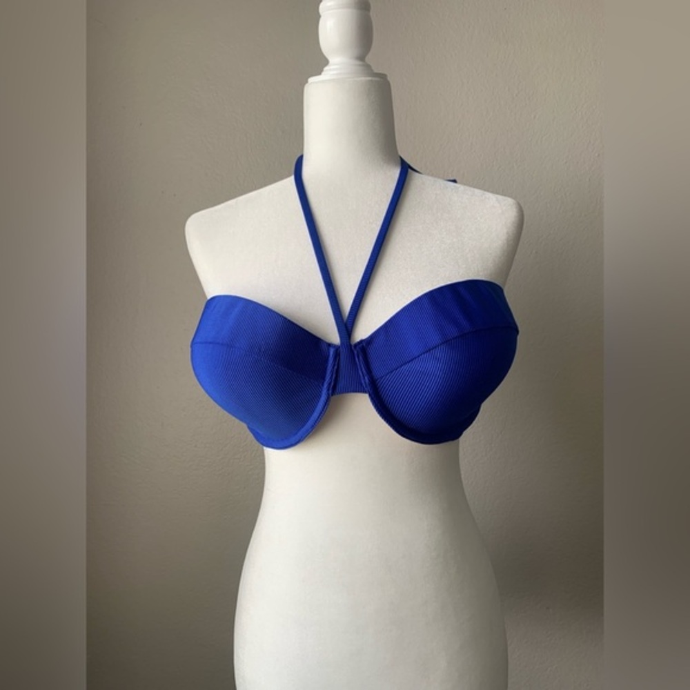 Share Shore Royal Blue Halter Swim Bra with Sweetheart Neckline